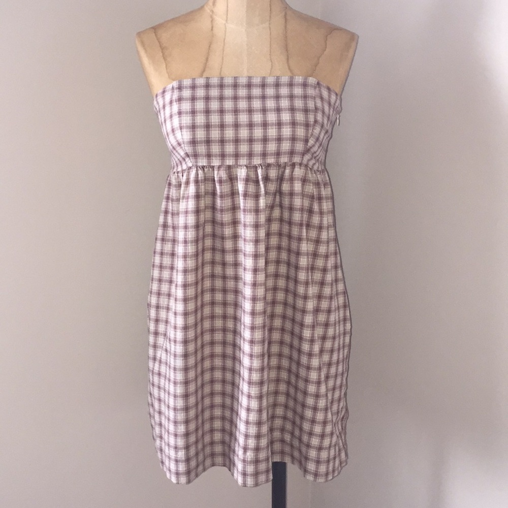 Plaid Strapless Babydoll Dress